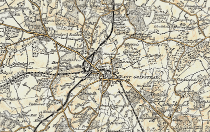 Old map of East Grinstead in 1898-1902