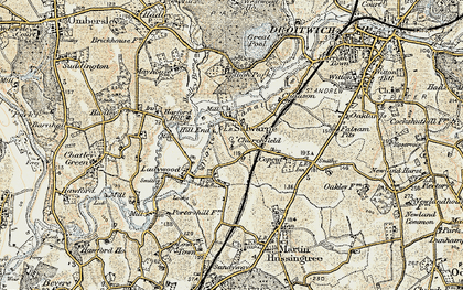 Old map of Droitwich Canal in 1899-1902