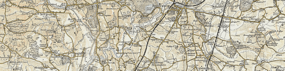 Old map of Droitwich Canal in 1899-1902