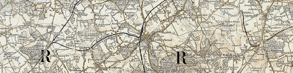 Old map of Leatherhead in 1897-1909