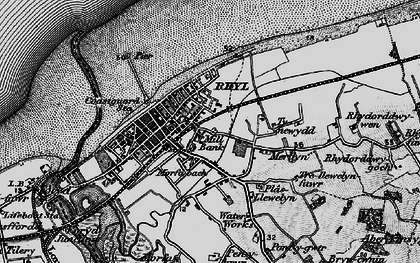 Old map of Rhyl in 1898