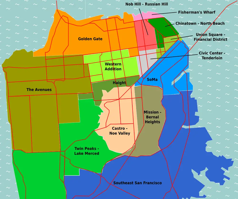 San Francisco Districts - Mapsof.Net