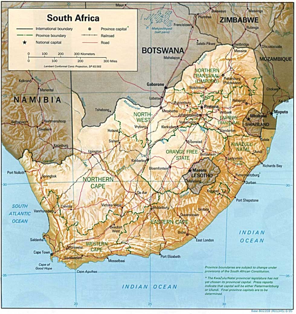 South Africa Relief Map - MapSof.net