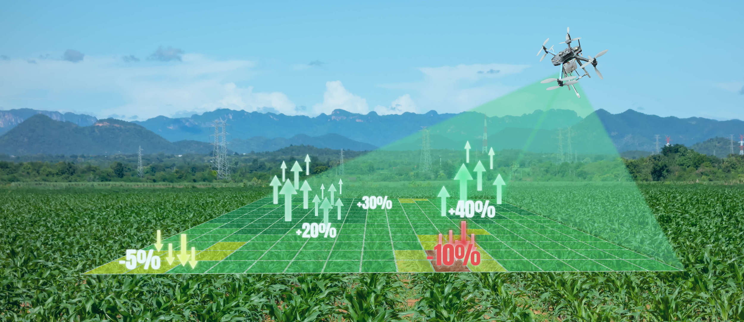 drone d'agriculture de précision utilisant la télédétection sur le terrain