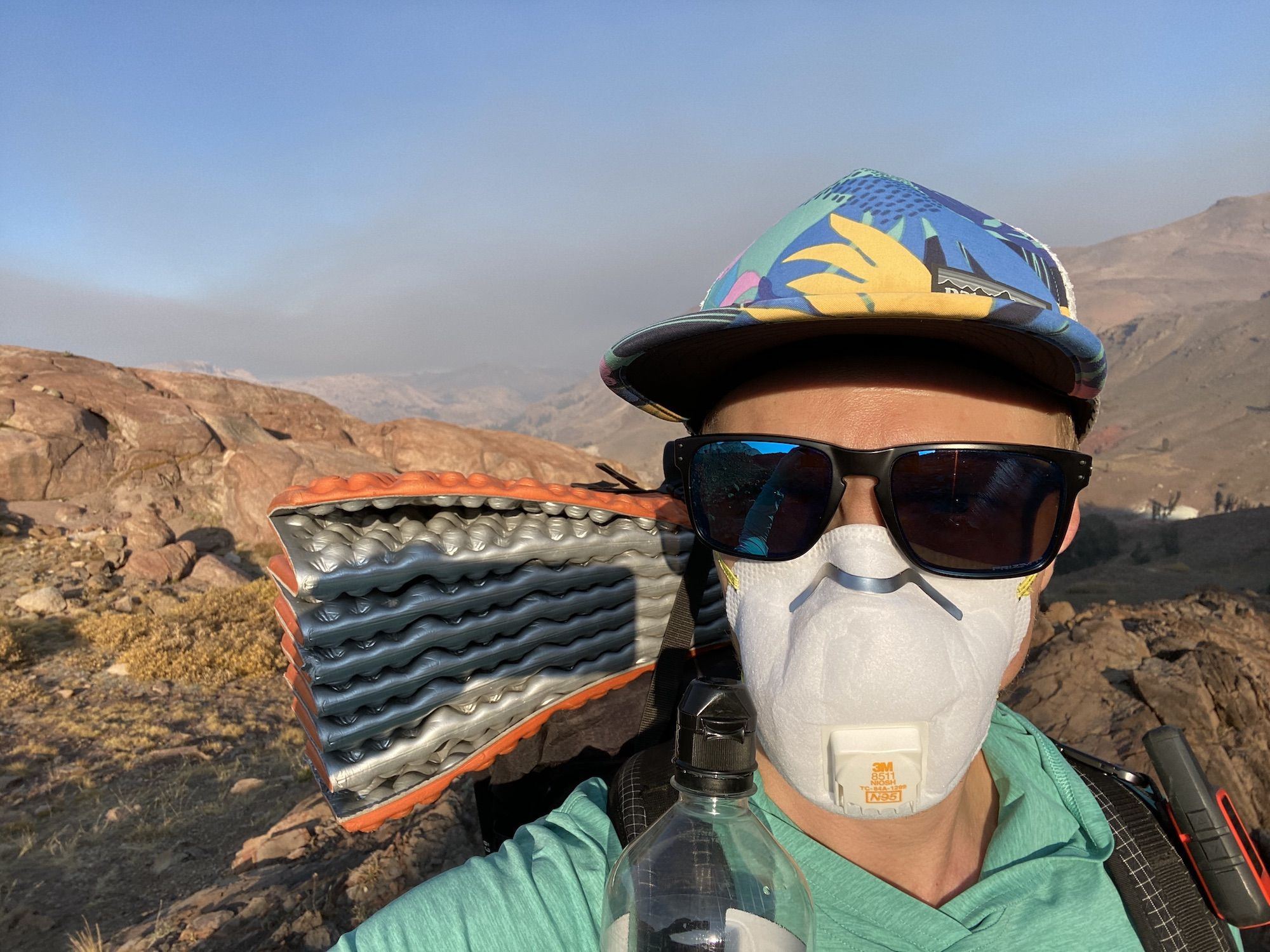 A hiker in a N95 mask