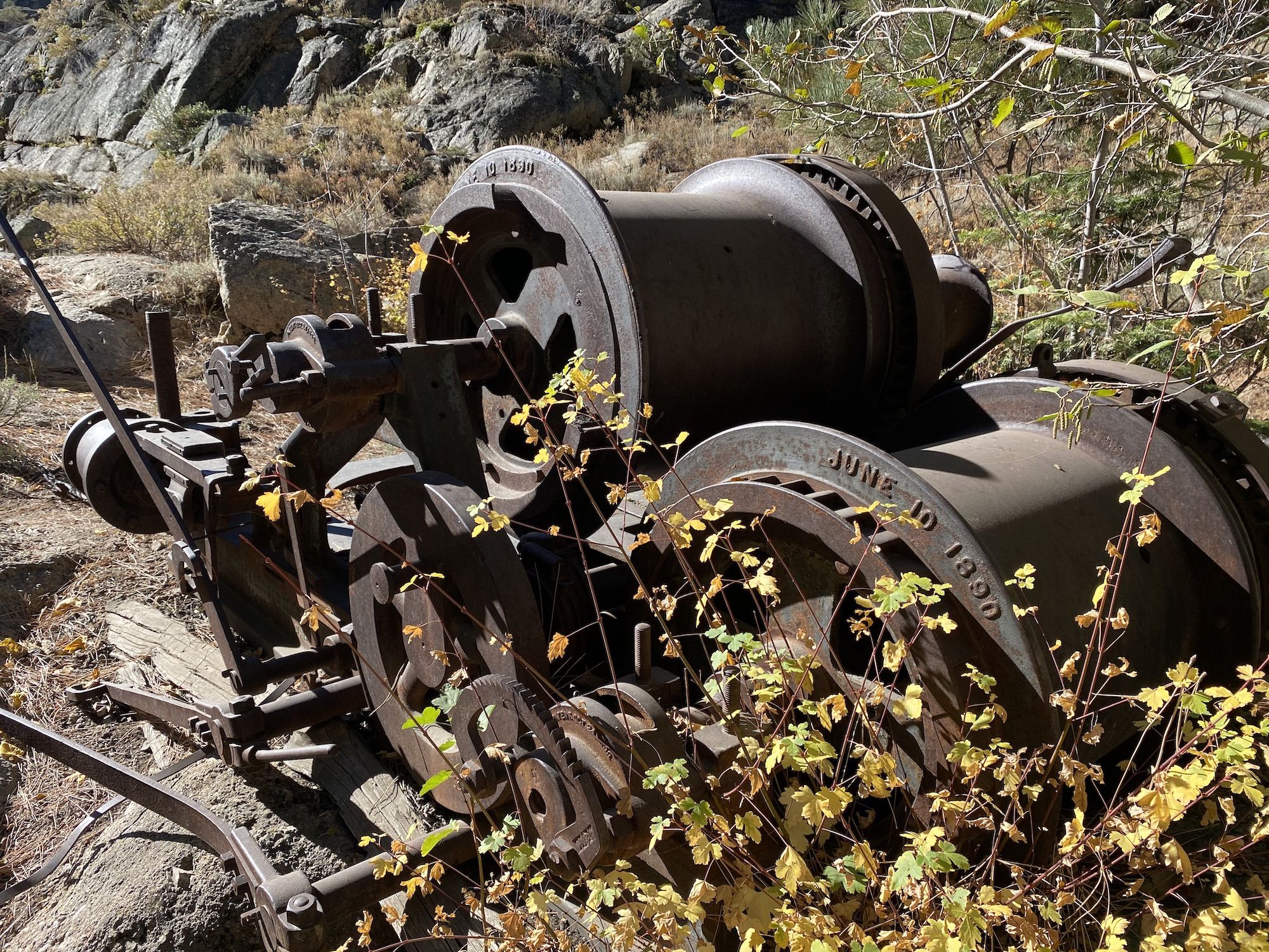 Old rusted metal pulleys 