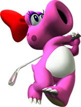 Artwork of Birdo swinging a golf club from Mario Golf: Toadstool Tour