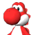 A side view of a Red Yoshi, from Mario Super Sluggers.