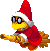 Sprite of Kamek (Red) flying, from Mario & Luigi: Dream Team.