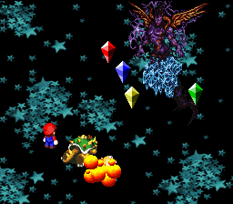 The Earth Crystal using the attack Blast on Toadstool during the battle with Culex.