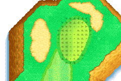 The green from Hole 18 of the Mushroom Course from Mario Golf: Advance Tour