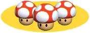 Mario Kart: Super Circuit promotional artwork: Triple Mushroom.