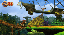 1-1: Jungle Hijinxs The first level, Jungle Hijinxs is where DK's Tree House and its underlying banana hoard are located, and it introduces some of the basic gameplay mechanics.