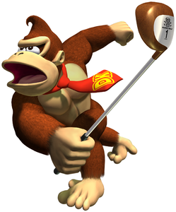 Artwork of Donkey Kong in Mario Golf: Toadstool Tour.