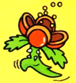 Artwork of a Pompon Flower releasing spores from Super Mario Land