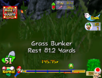 A grass bunker in Mario Golf: Toadstool Tour.