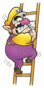 Wario climbing a Ladder