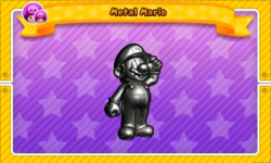 Screenshot of Metal Mario as he appears in the Guide, from Puzzle & Dragons: Super Mario Bros. Edition.