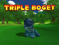 Shadow Mario receiving a triple bogey in Mario Golf: Toadstool Tour