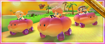 The "Celebrating the Summer Tour with the Sunset Cloud!" Pack from the 2021 Summer Tour in Mario Kart Tour