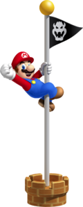 Mario, on a Goal Pole.