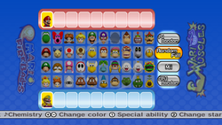 The Team Setup screen from Mario Super Sluggers.