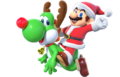 Mario as Santa and Yoshi as Rudolph