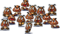 Goombas in their regular and paper variants