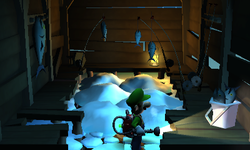 The Fishing Hut segment from Luigi's Mansion: Dark Moon.