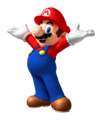 Mario with his hands up