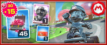 The Metal Mario Pack from the 2020 Mario vs. Luigi Tour in Mario Kart Tour