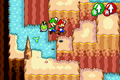 Mario and Luigi climbing up the mountain.