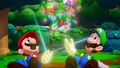 Mario and Luigi's hands glowing