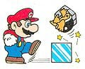 Mario kicking a White Block at a Buster Beetle (Nintendo Power Strategy Guide)