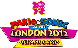 English logo for Mario & Sonic at the London 2012 Olympic Games, for use on white backgrounds