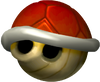 Artwork of a Red Shell in Mario Kart: Double Dash!! (also used for Mario Kart DS)