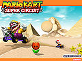 Wario and Toad racing on Yoshi Desert.