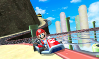 Mario racing in Rock Rock Mountain.