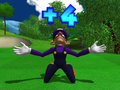 Waluigi receiving a +4 in Mario Golf: Toadstool Tour