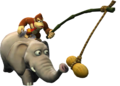 Donkey Kong riding on an elephant