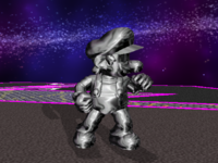 A screenshot of Metal Mario from Super Smash Bros. Melee