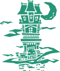 Green silhouette of the ScareScraper from Luigi's Mansion: Dark Moon