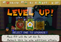 Mario leveling up in Paper Mario.