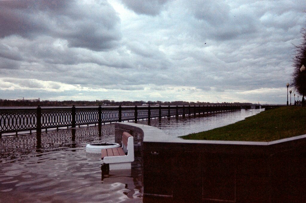 river bank flooded due to Spring Tide