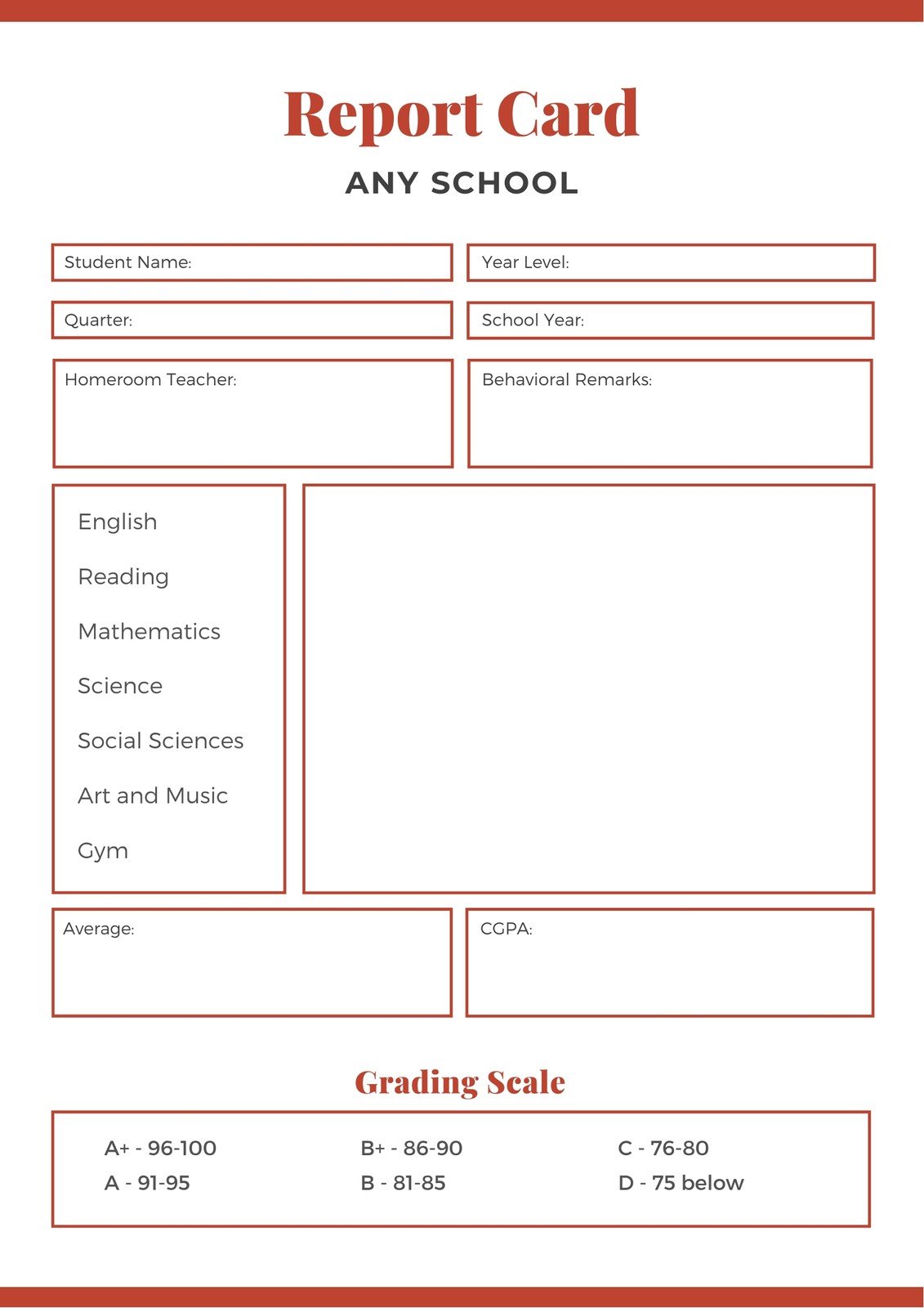 Customize 3+ Middle School Report Cards Templates Online - Canva In Middle School Report Card Template