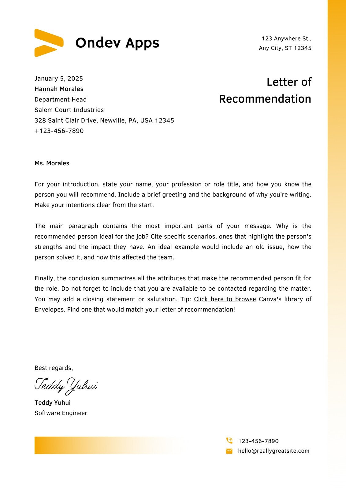 Letter Of Recommendation Template (With Examples), 54% OFF