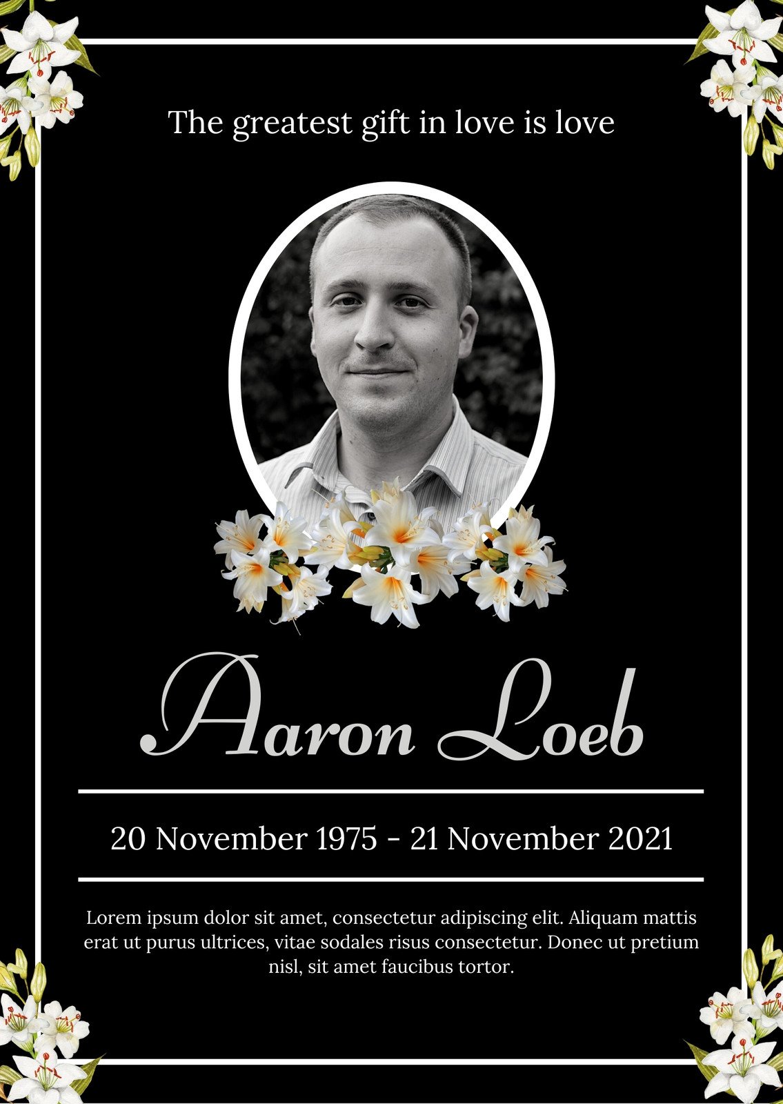 Free And Customizable Death Announcement Templates Canva, 42% OFF