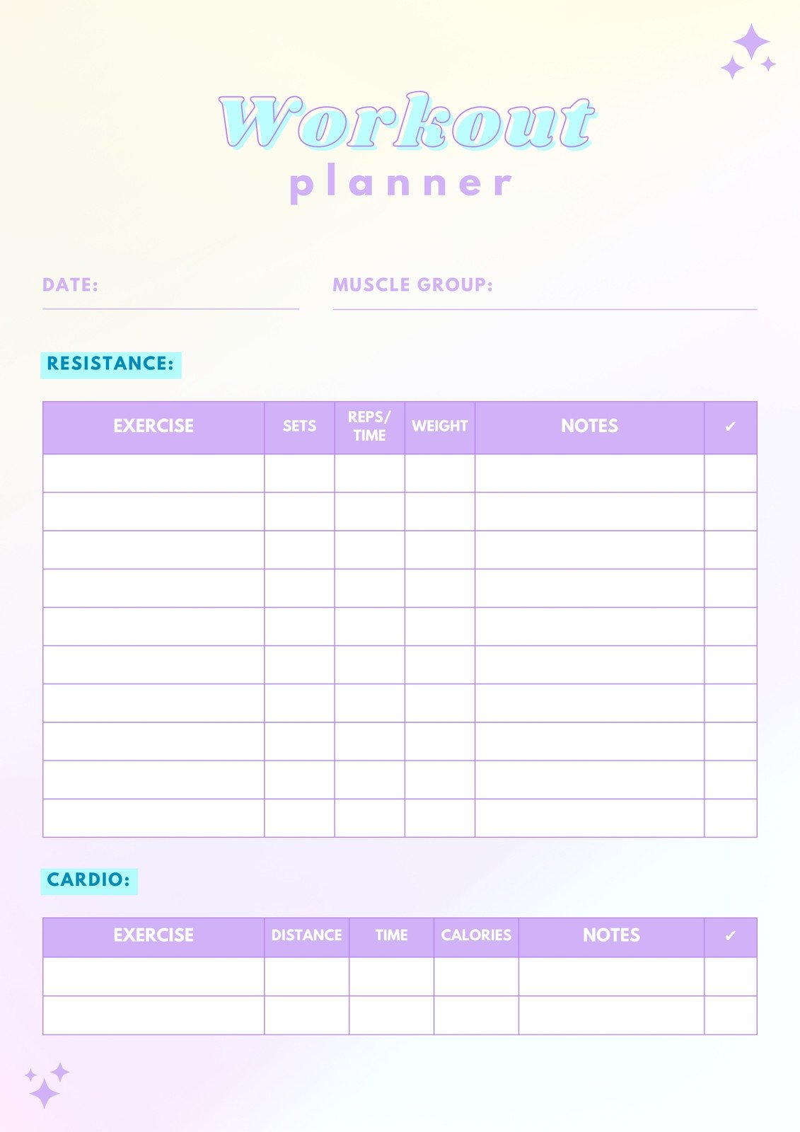 Free, Custom Printable Workout Planner Templates Online | Canva