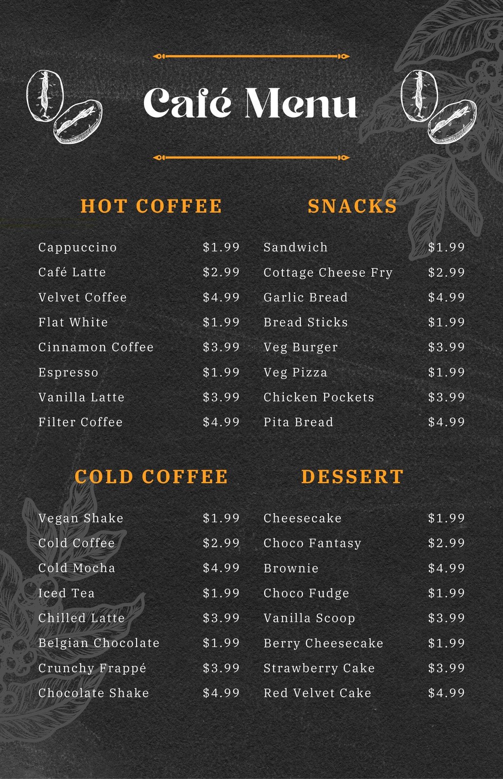 Coffee Shop Menu Template