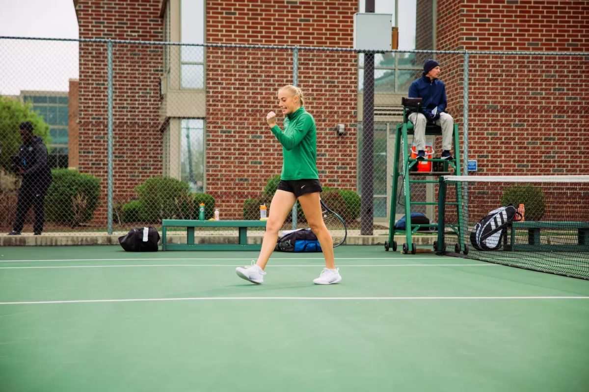 Gabrielle Clairotte celebrates during a match.